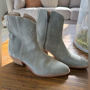 Free People New Frontier Women's Suede Ankle Boots - Powder Blue